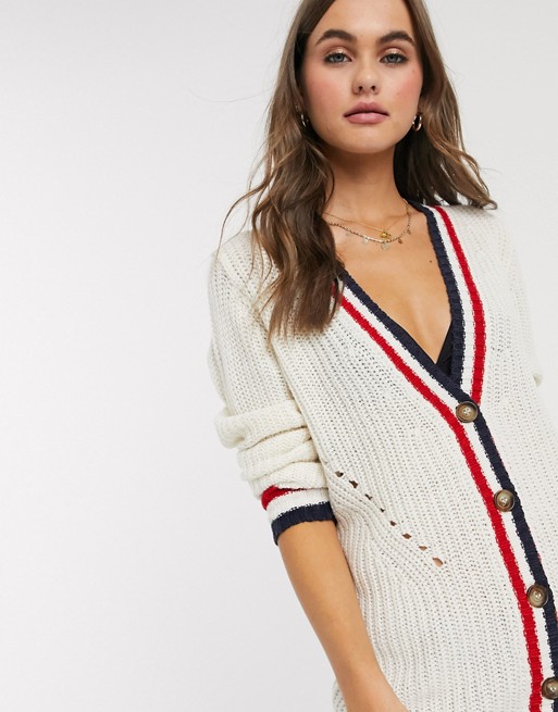 Brave Soul finesse cardigan with stripe edging