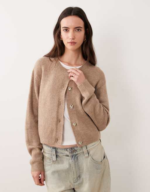Brave Soul – Fischerrippen-Strickjacke in Nerzbraun, 4 von 4