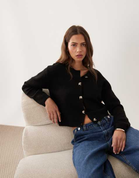 Brave Soul fisherman knit cardigan in black - view 1