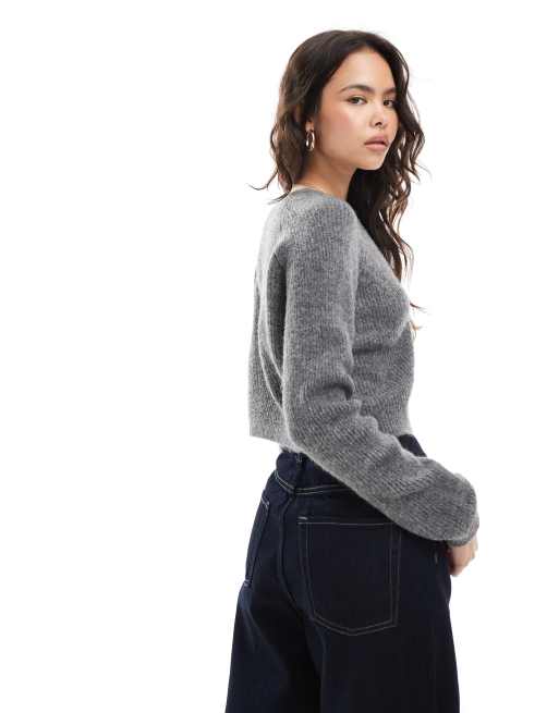 Brave Soul fisherman knit cardigan in charcoal grey, 4 of 4