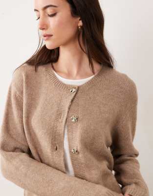 Brave Soul Fisherman Knit Cardigan In Neutral