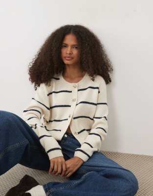 Brave Soul Fisherman Knit Cardigan In Neutral