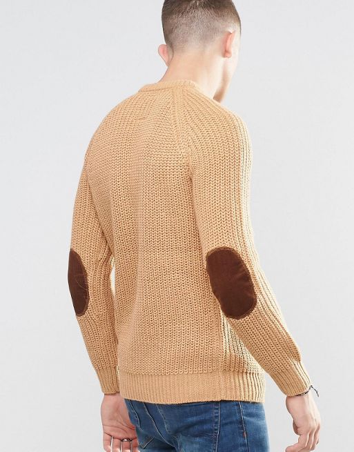 Brave Soul Chunky Knit Elbow Patch Sweater
