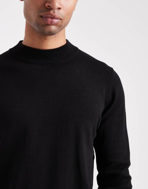 Brave Soul fitted high neck jumper in black, 5 of 5