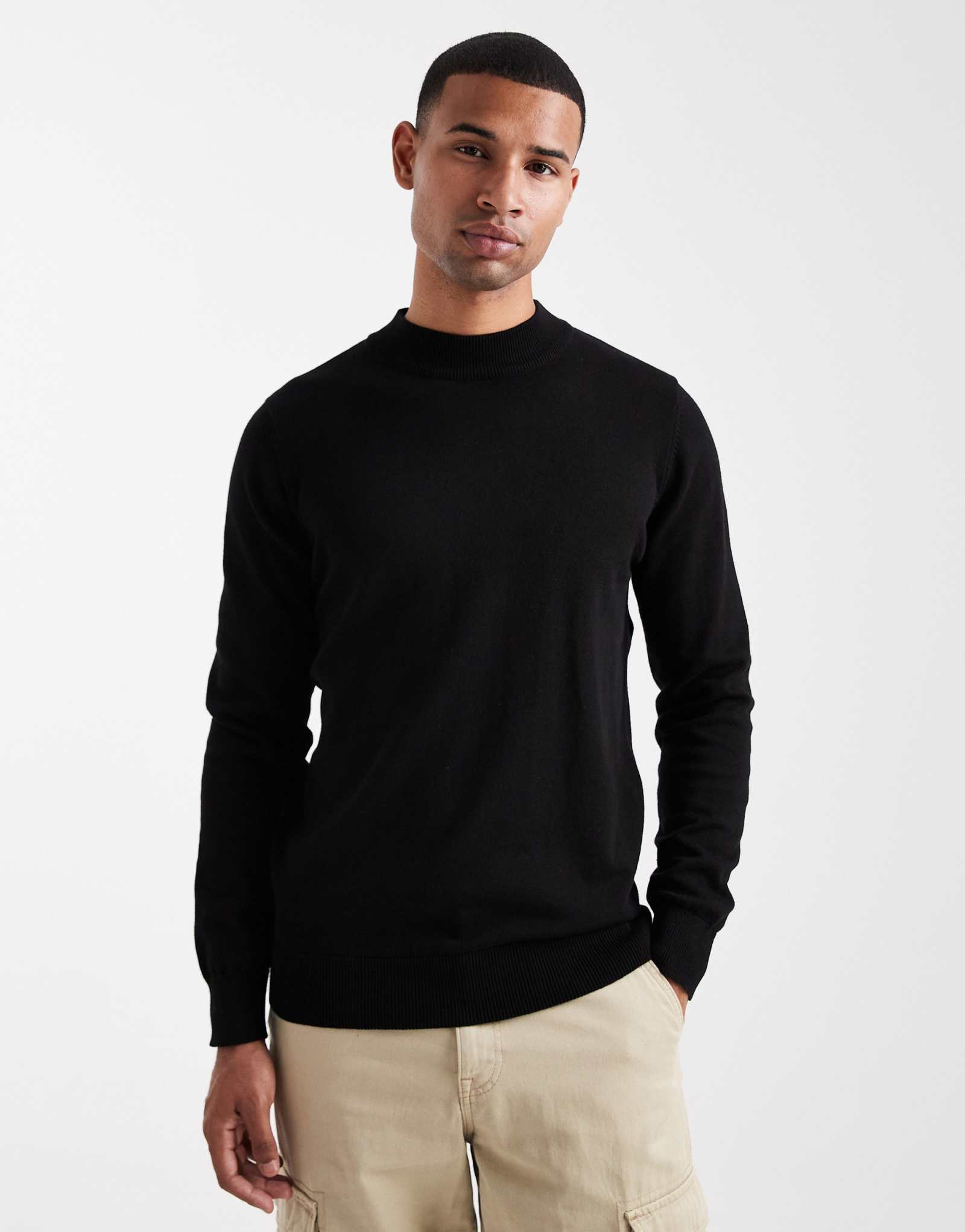 Приталенный свитер Brave Soul с высоким воротом черного цвета