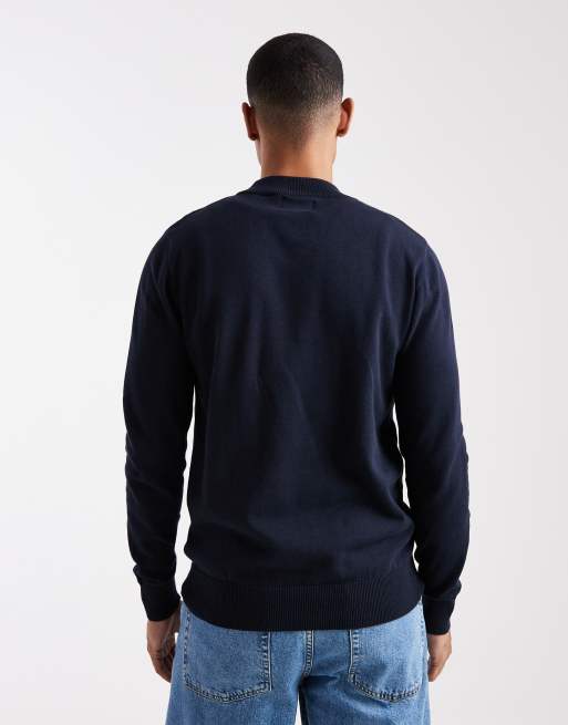 Brave Soul fitted high neck sweater in navy, 3 of 5