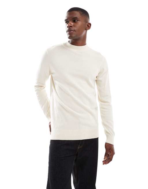 Brave Soul fitted turtleneck jumper in oatmeal