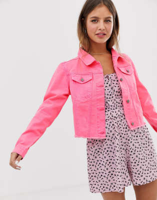 neon pink denim jacket