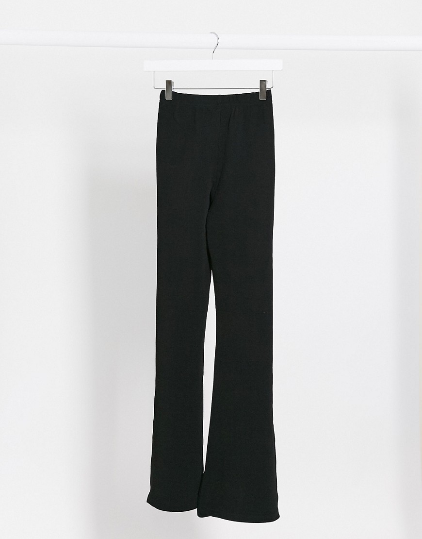 Brave Soul flared trousers with side split in black