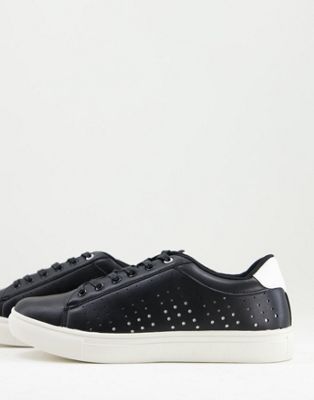 Brave Soul flatform perforated trainers in black