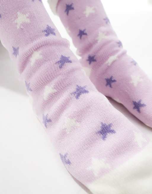 Brave Soul – Flauschige Bettsocken in Flieder und Ecru mit Herzmuster, 4 von 4