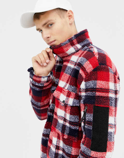 Brave Soul Fleece Check Lined Jacket, 3 of 4