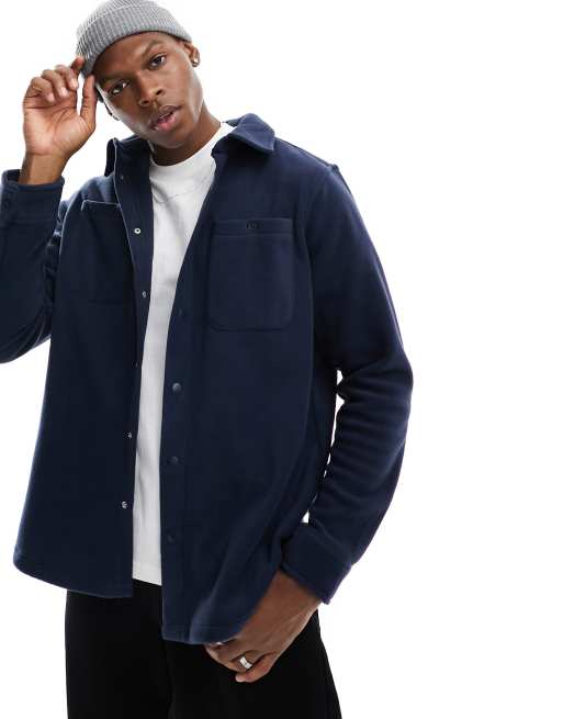 Brave Soul – Fleece-Hemdjacke in Marineblau
