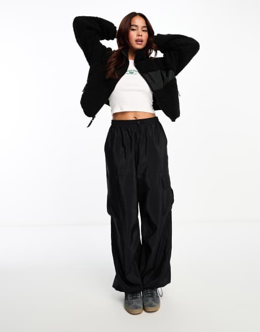 Brave Soul fleece jacket with pocket detail in black , 4 of 4