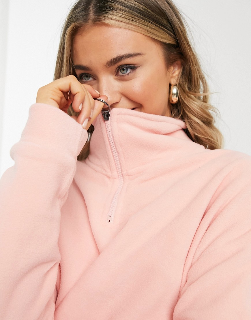 Brave Soul fleece sweater with zip-Pink