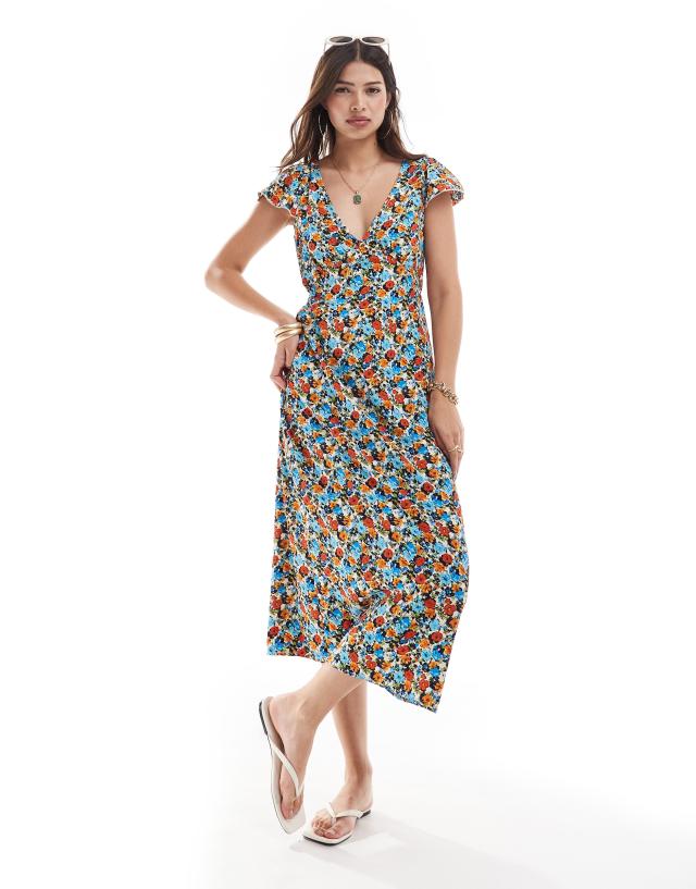 Brave Soul - floral v neck midi dress