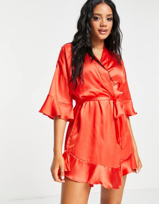 Red kimono best sale dressing gown