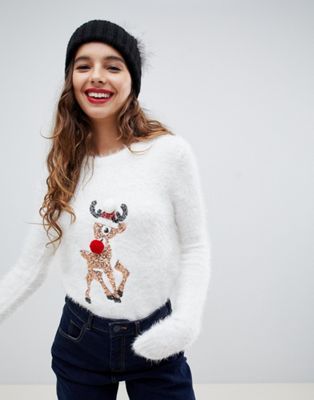 sequin reindeer sweater