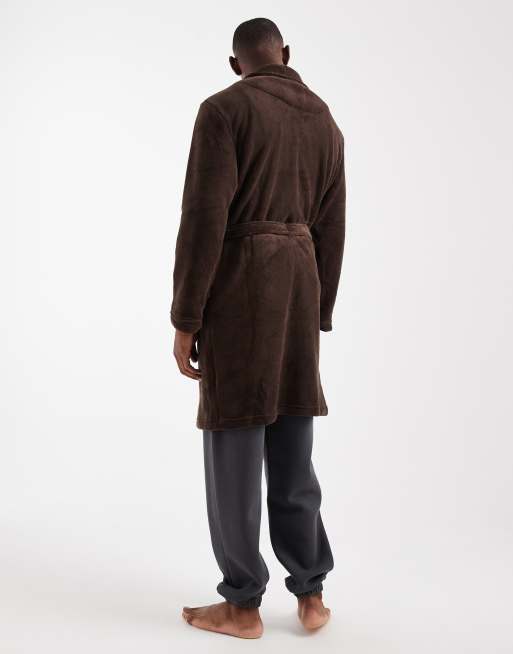 Brave Soul fluffy dressing gown in brown, 2 of 5