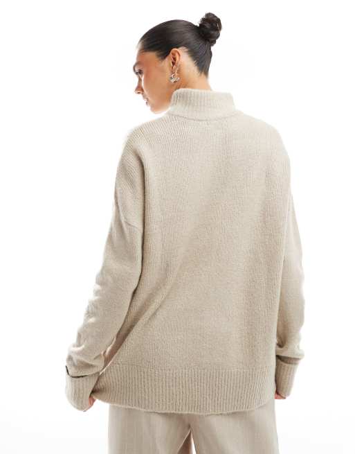Brave Soul fluffy knit jumper in beige