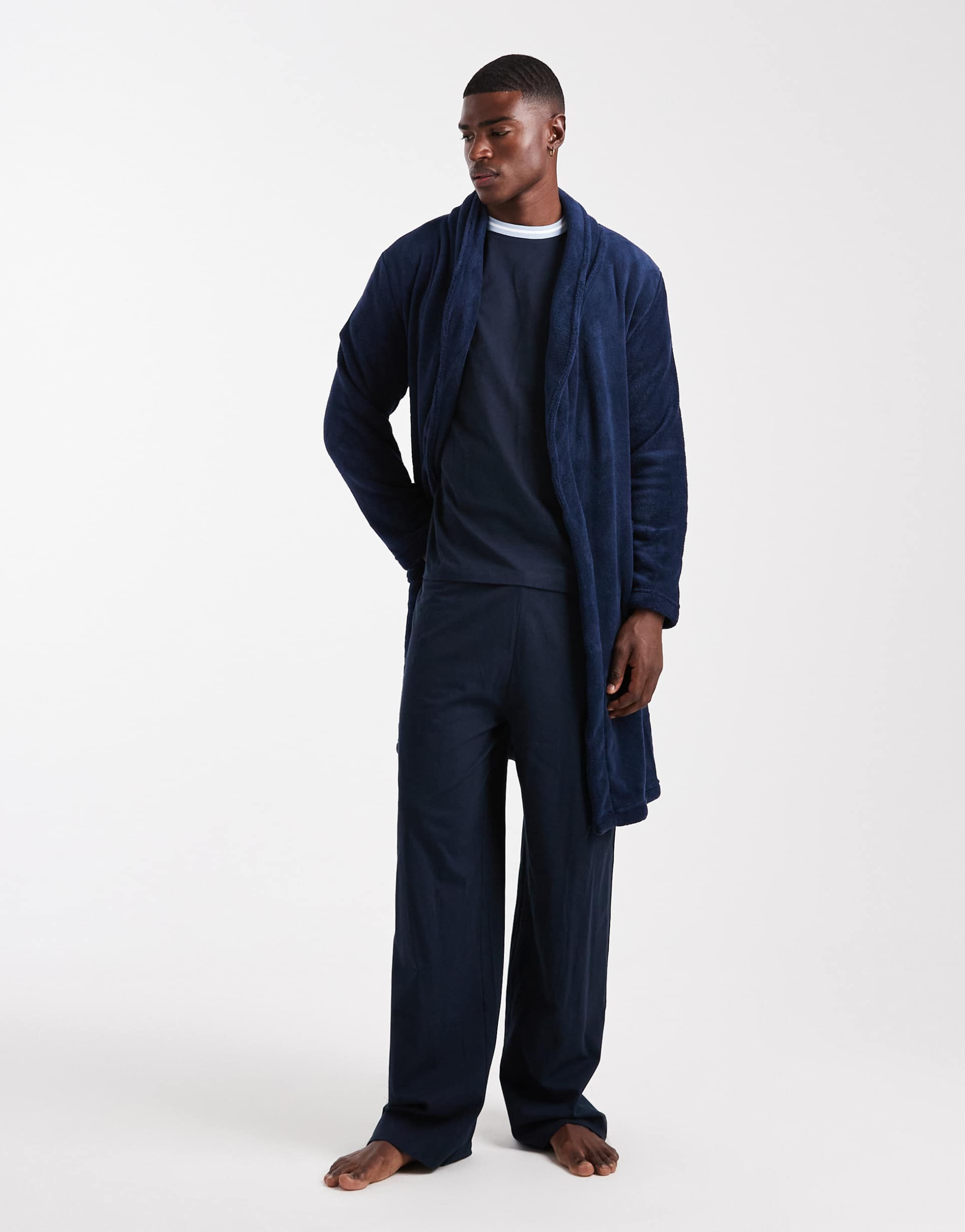 brave soul fluffy robe in navy