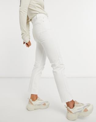 Brave Soul - Fran - Mom-Jeans mit hohem Bund in Weiß-Blau