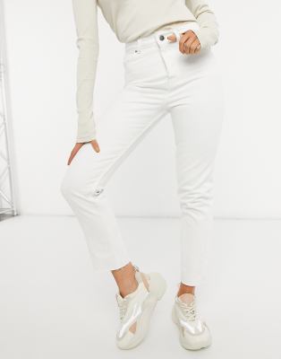 high waist mom jeans white