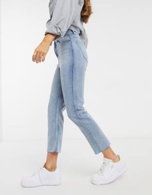 high waisted light wash mom jeans