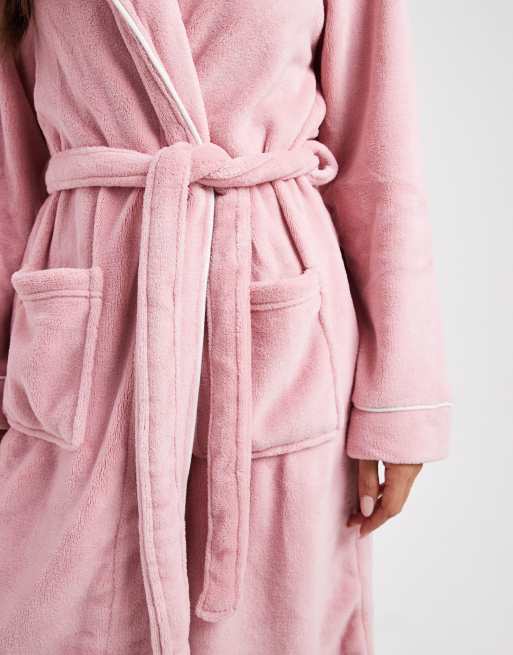 open lace back dress Threadbare Women's Pink Fluffy Dressing Gown
