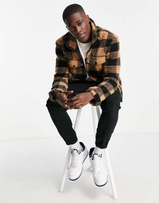 checked sherpa jacket