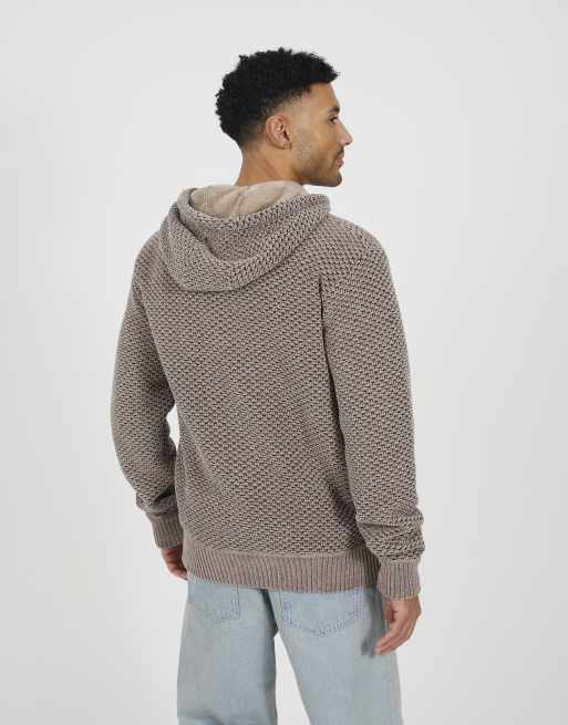 Brave Soul Full zip chenille hoodie in beige, 2 of 4