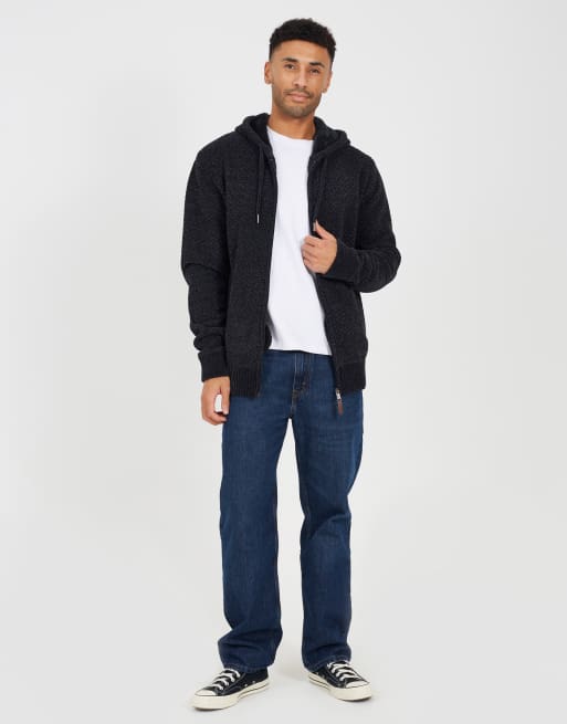Brave Soul Full zip chenille hoodie in mid grey, 3 of 4