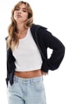 [Brave Soul] Brave Soul full zip fisherman knit cardigan in navy 14 NAVY