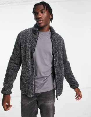 Brave Soul full zip fluffy jacket in black - ASOS Price Checker