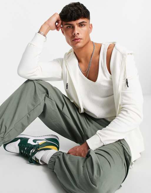 Brave Soul full zip hoodie in cream