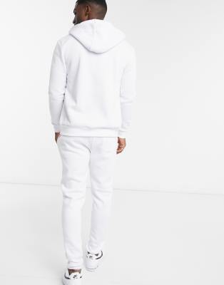 white sweatshirt and sweatpants set