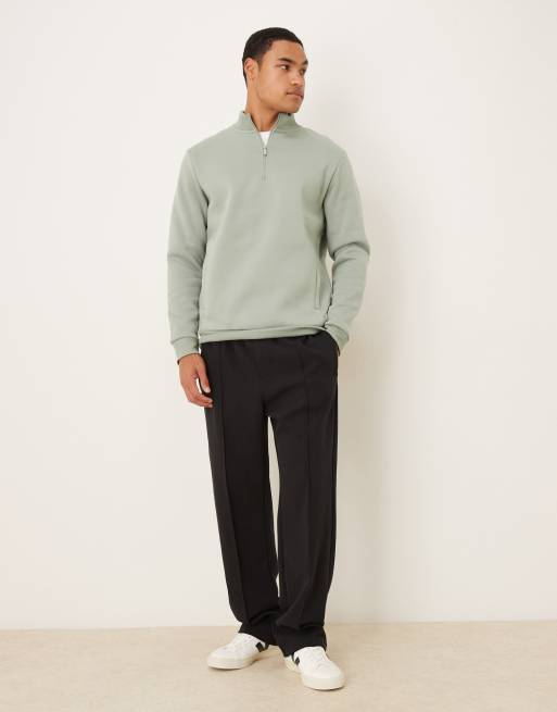 Brave Soul Funnel neck 1/4 zip sweatshirt in green, 2 of 5