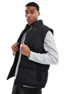 Brave Soul Brave Soul funnel neck gilet in black