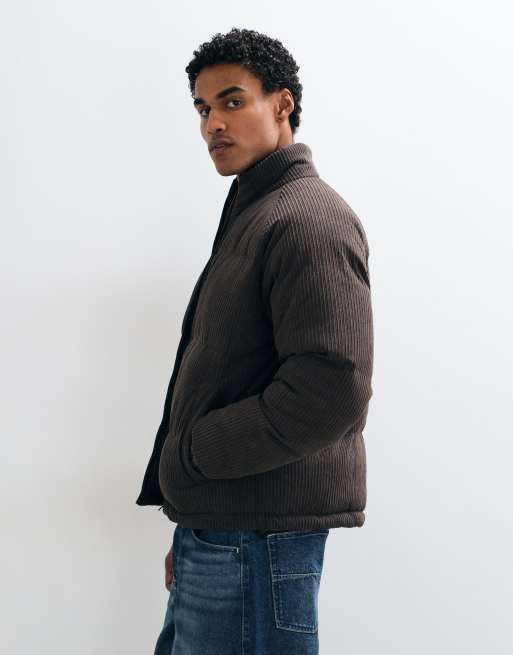 Brave Soul funnel neck puffer coat in brown, 3 of 5