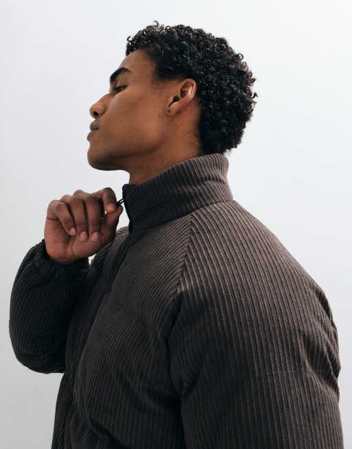 Brave Soul funnel neck puffer coat in brown, 4 of 5