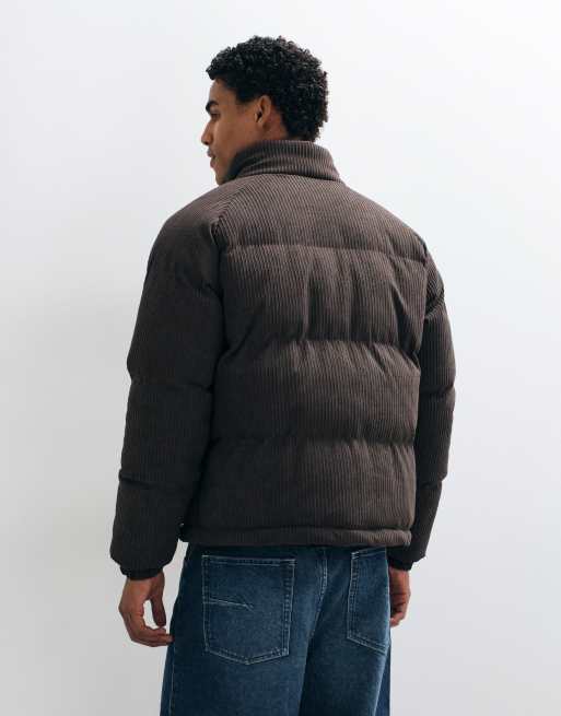 Brave Soul funnel neck puffer coat in brown, 5 of 5