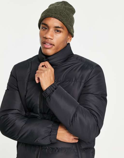 Black funnel cheap neck puffer jacket