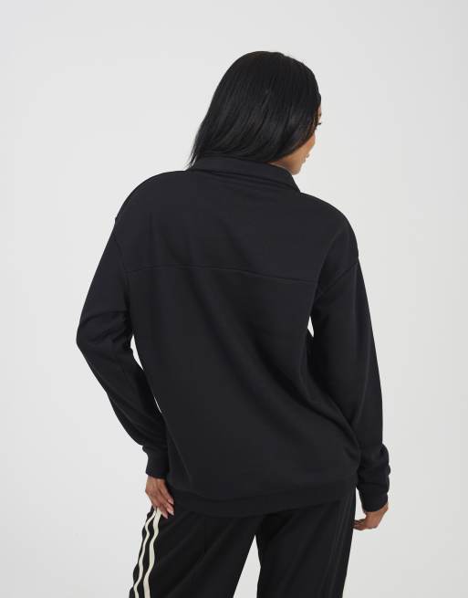 Brave Soul Funnel neck quarter zip sweatshirt with embroidery in black, 2 of 4