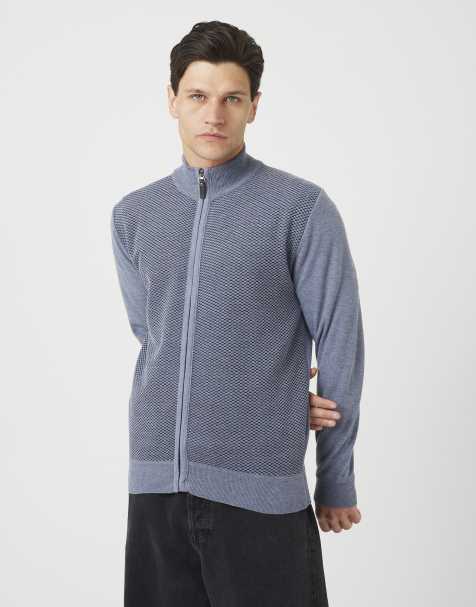 Brave Soul Funnel neck zip through knitted cardigan in light grey - view 1