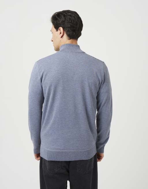 Brave Soul Funnel neck zip through knitted cardigan in light grey, 2 of 4