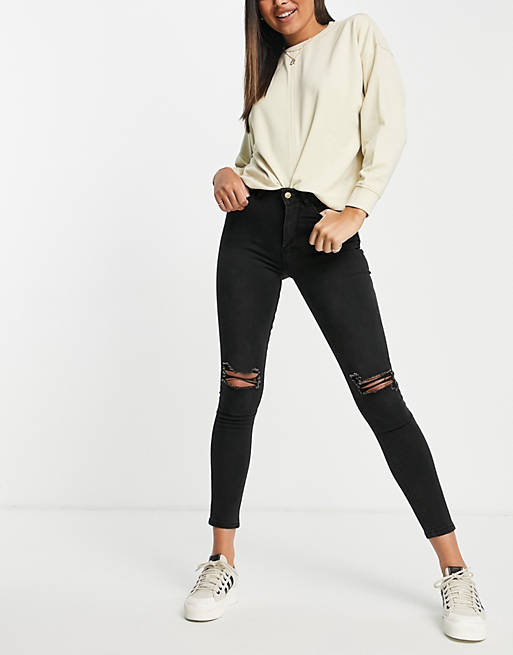 Brave Soul Gala ripped skinny jeans in washed black | ASOS