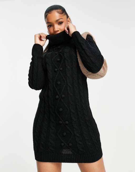 Black cable knit jumper dress hotsell