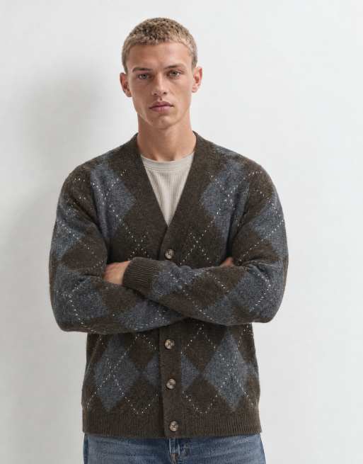 Brave Soul gebreid vest met bruine argyleprint, 9 van 9