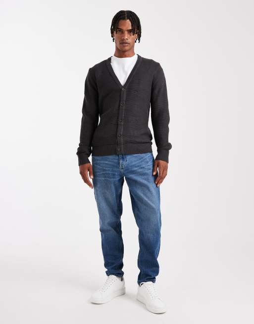 Brave Soul - Gebreid vest met knoopsluiting in donkergrijs, 2 van 5