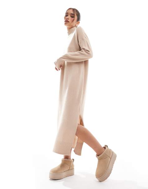 Brave Soul - Gebreide maxi-jurk in beige - view 1